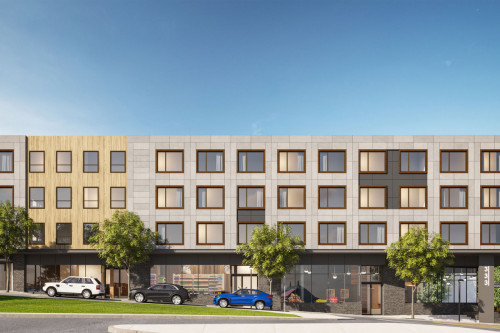 333 bryant plaza luxury apartments exterior view retail and residential