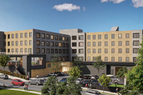 333 bryant plaza luxury apartments exterior view with parking